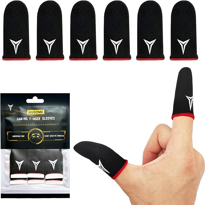 6 Pack Mobile Phone Gaming Finger Sleeves, Nuozme Finger Sleeves Compatible with All...