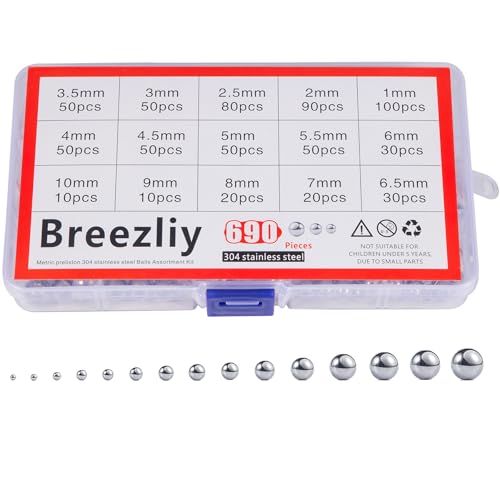 690 Piece 1-10mm 15 Sizes Metric Precision 304 Stainless Steel Assorted Loose Bicycle...