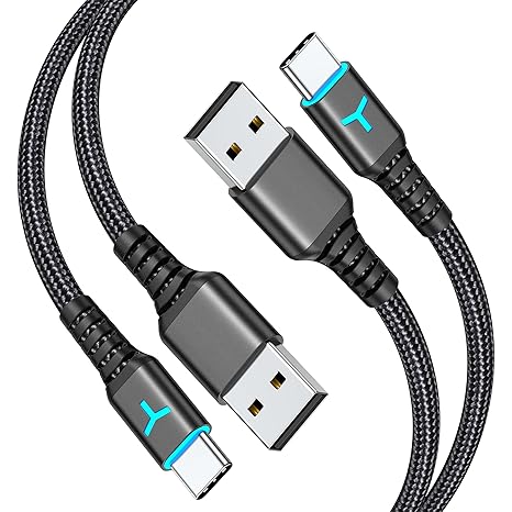 6amLifestyle 2 Pack 10FT PS5 Controller Charger Charging Cable with LED Indicator, Nylon...