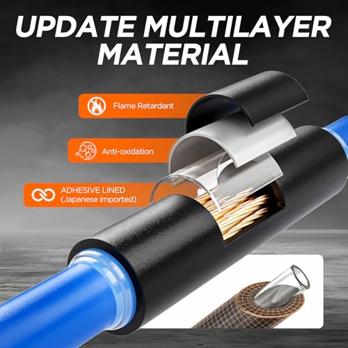 7-Size Heat Shrink Tubing Roll Kit: 4:1 Adhesive Lined, 54 Ft Marine Grade Waterproof... image