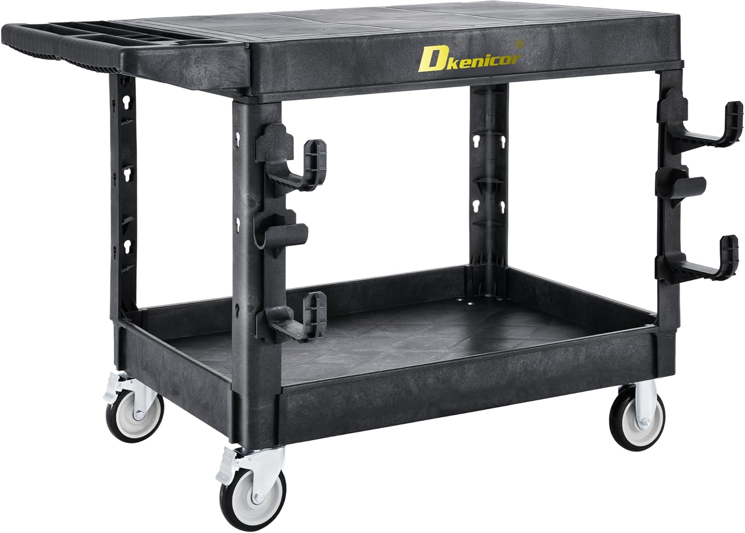 850LBS Large Heavy Duty Plastic Utility Cart, 42.5×25" Flat Top Service Cart With Full...