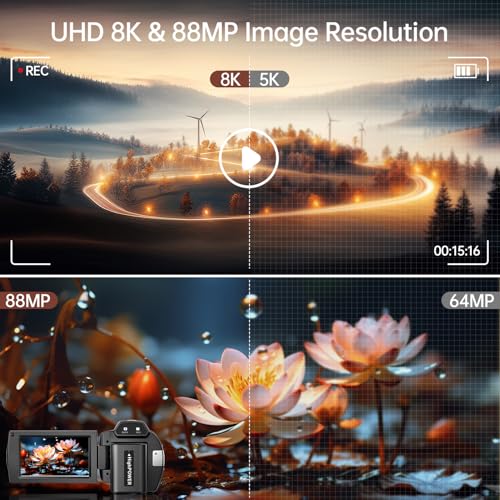 8K Video Camera 88MP UHD WiFi Vlogging Cameras for YouTube 18X Digital Zoom IR Night Vision... image