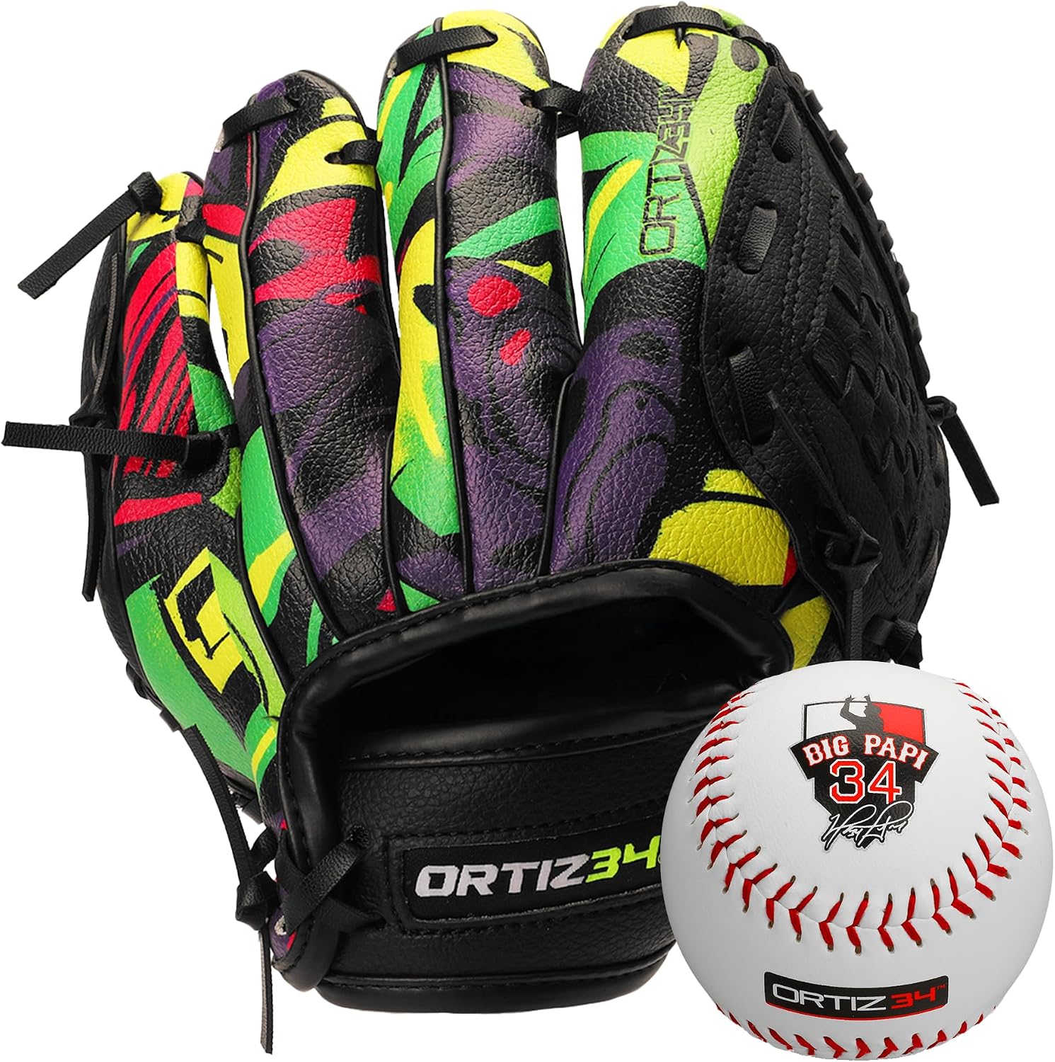 9" Graffiti T-Ball Glove- David Ortiz Graffiti Youth Baseball Glove- Right Hand Throw, Easy...