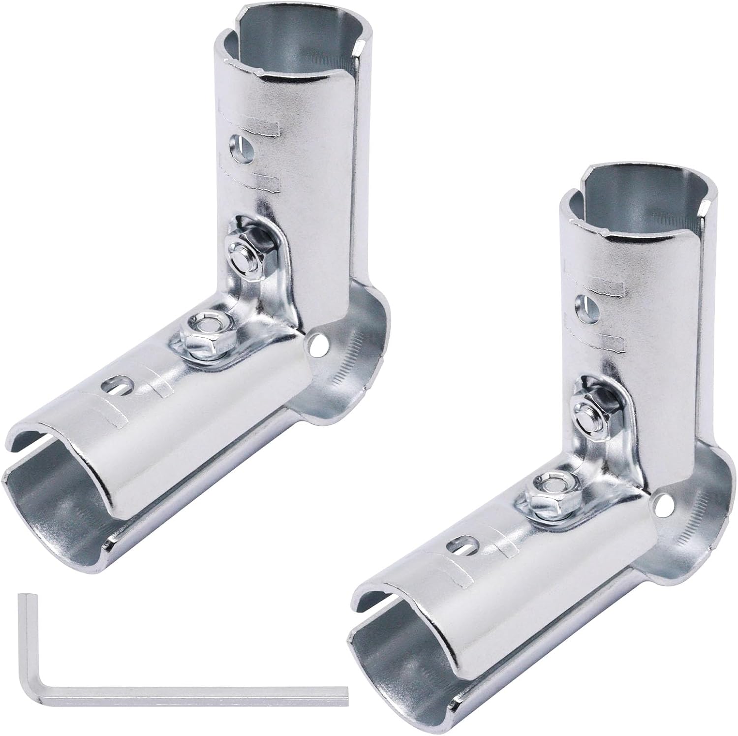 90 Degree Pipe Connector Tee Clamp Fittings, Steel Connection Clamps Set with Small Wrench...