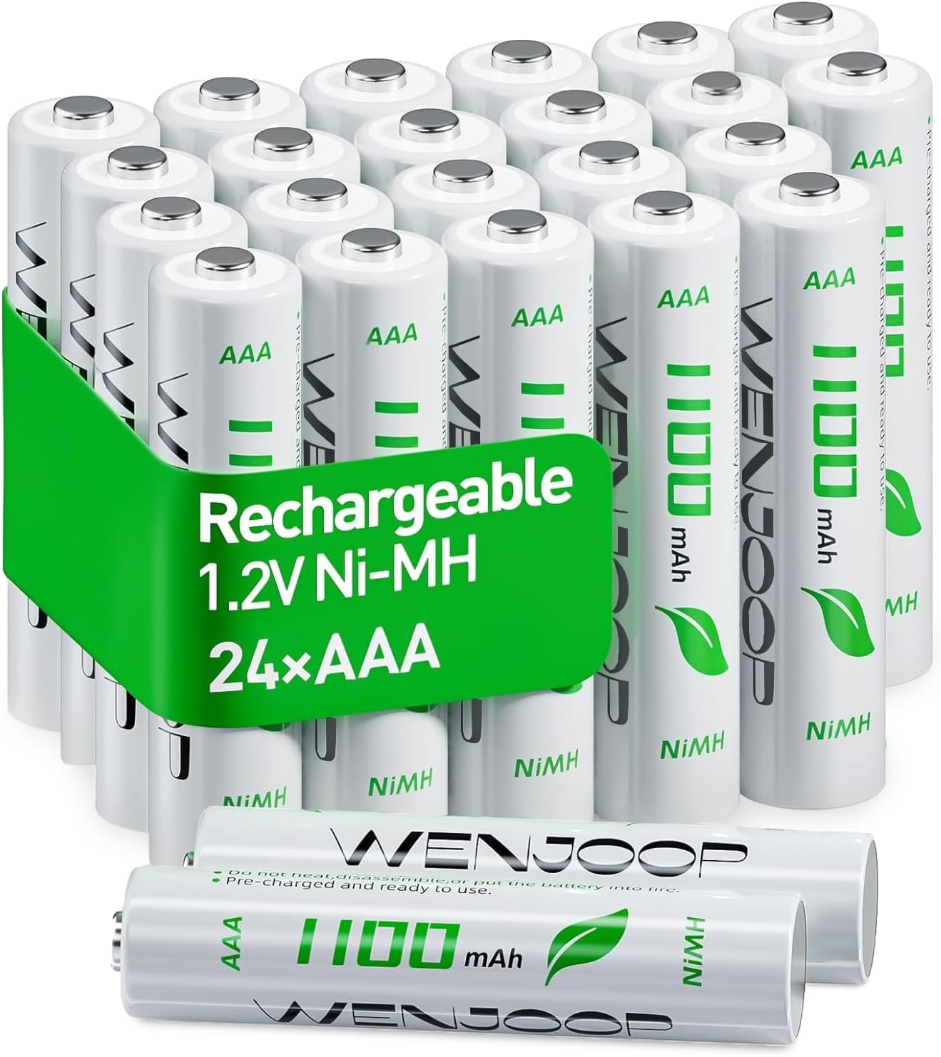 AAA Rechargeable Batteries 24 Pack – 1100mAh 1.2V NiMH High Capacity Triple A Batteries...