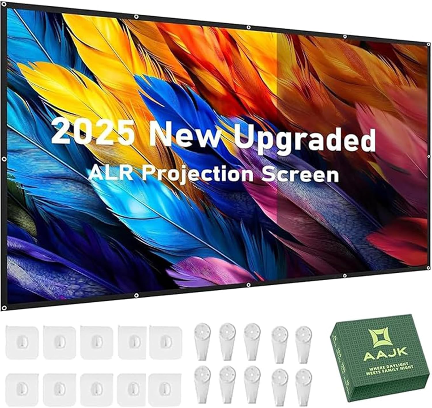 AAJK Alr Outdoor Projectior Screen, 4K Movie Projector Screen 16:9 HD Foldable Anti-Crease...