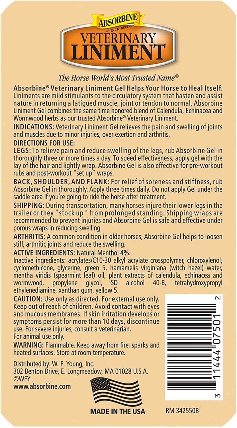 Absorbine Veterinary Liniment Topical Analgesic Sore Muscle and Arthritis Pain Relief... image
