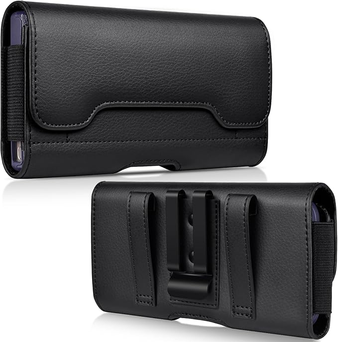 ACCKUO Leather Phone Holster with Strong Metal Belt Clip and Card Holder Compatible with...