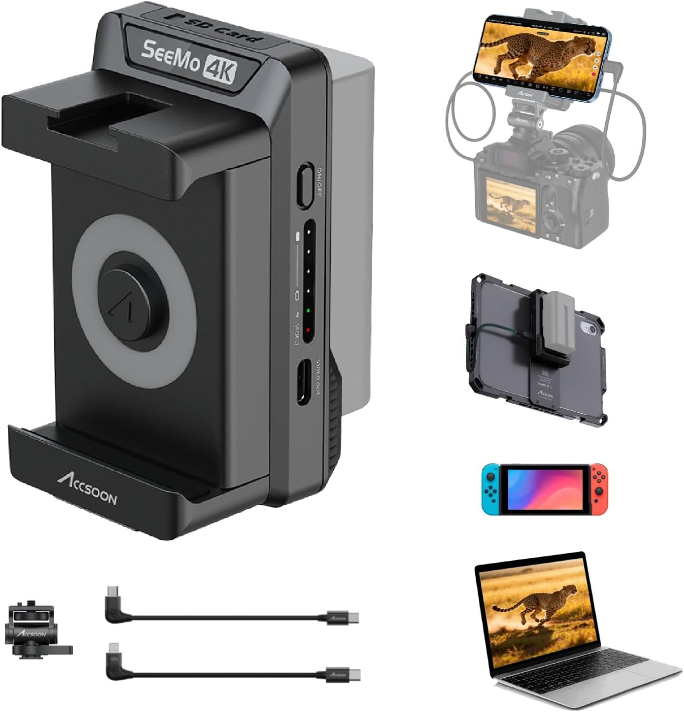 Accsoon SeeMo 4K HDMI Adapter Video Transmission System, 4K30/1080p60 iOS/HDMI Transmitter...