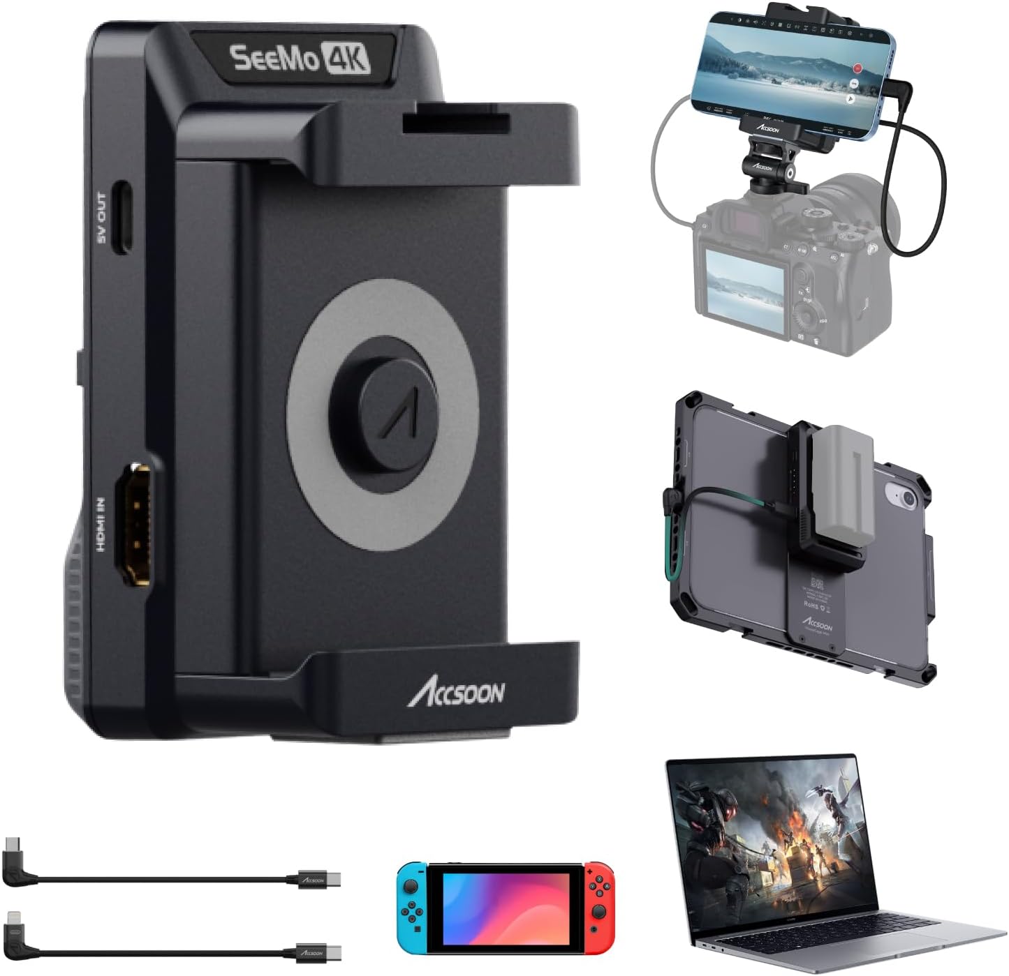 Accsoon SeeMo 4K HDMI Video Transmission System, 4K30/108060 HDMI Video Transmitter for...