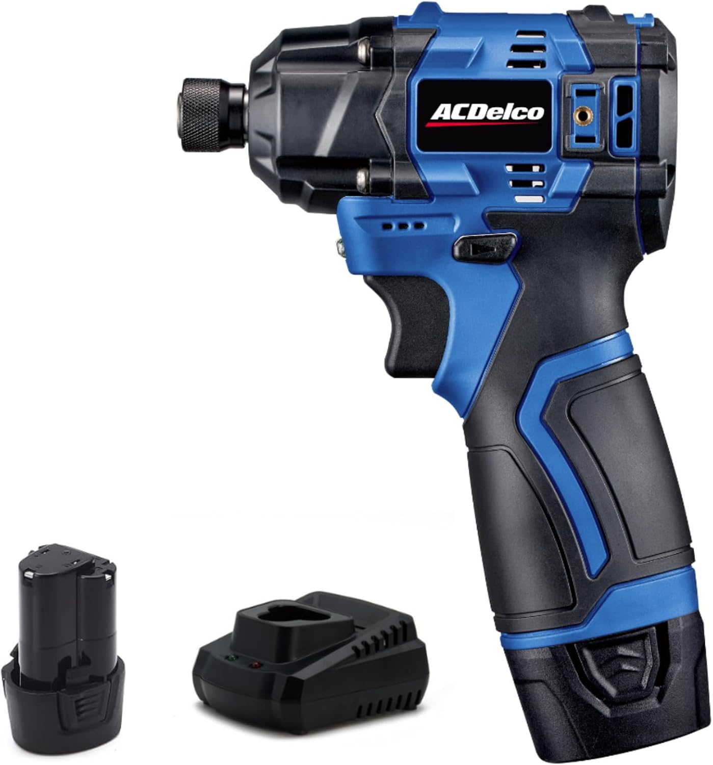 ACDelco G12 12V Brushless 1/4" Hex Impact Driver Kit, Includes (2) 2.0Ah Batteries and (1)...