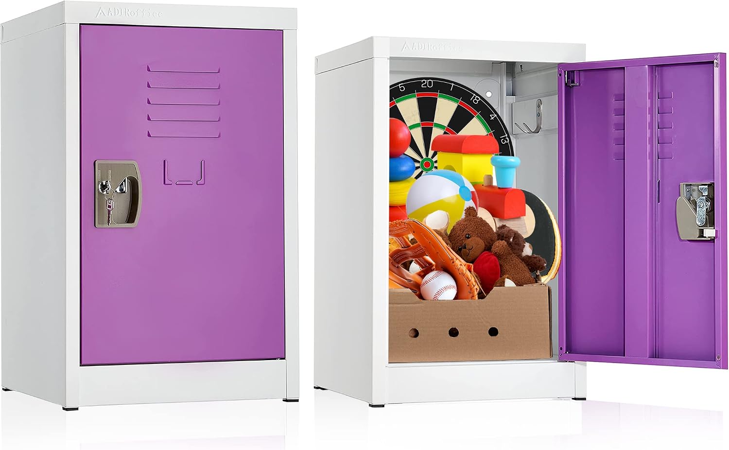 AdirOffice Kids Steel Metal Storage Locker - Heavy Duty Storage Organizer with Key and...