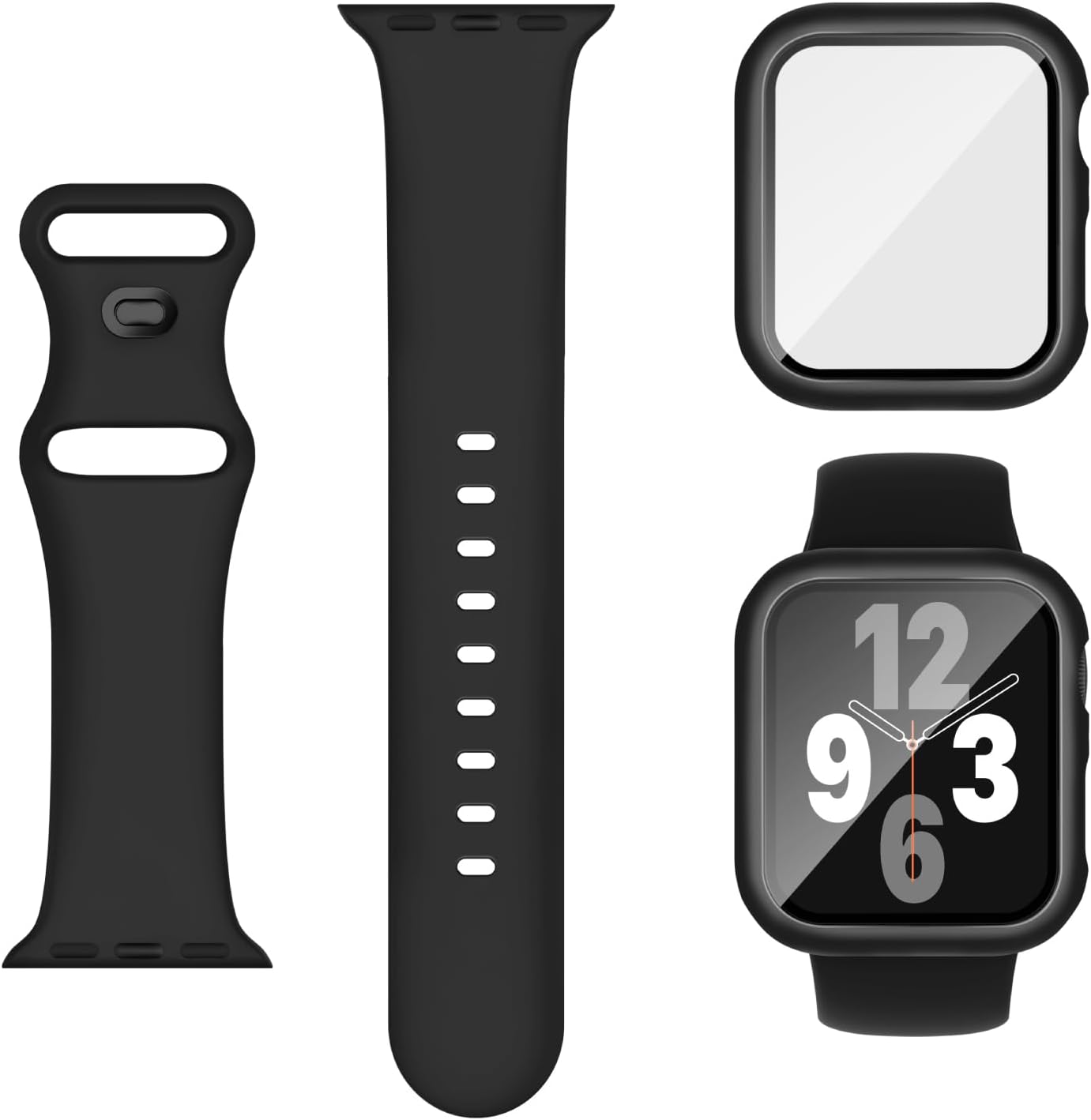 Adorique 3-in-1 Compatible for Apple Watch Band 40mm 41mm 42mm 44mm 45mm 46mm, Soft Silicone...