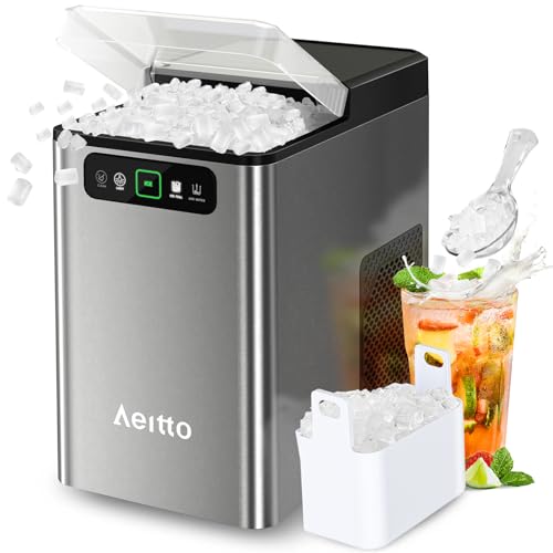 Aeitto Nugget Ice Maker Countertop, Pellet Ice Machine Soft Chewable Ice 40lbs/Day...