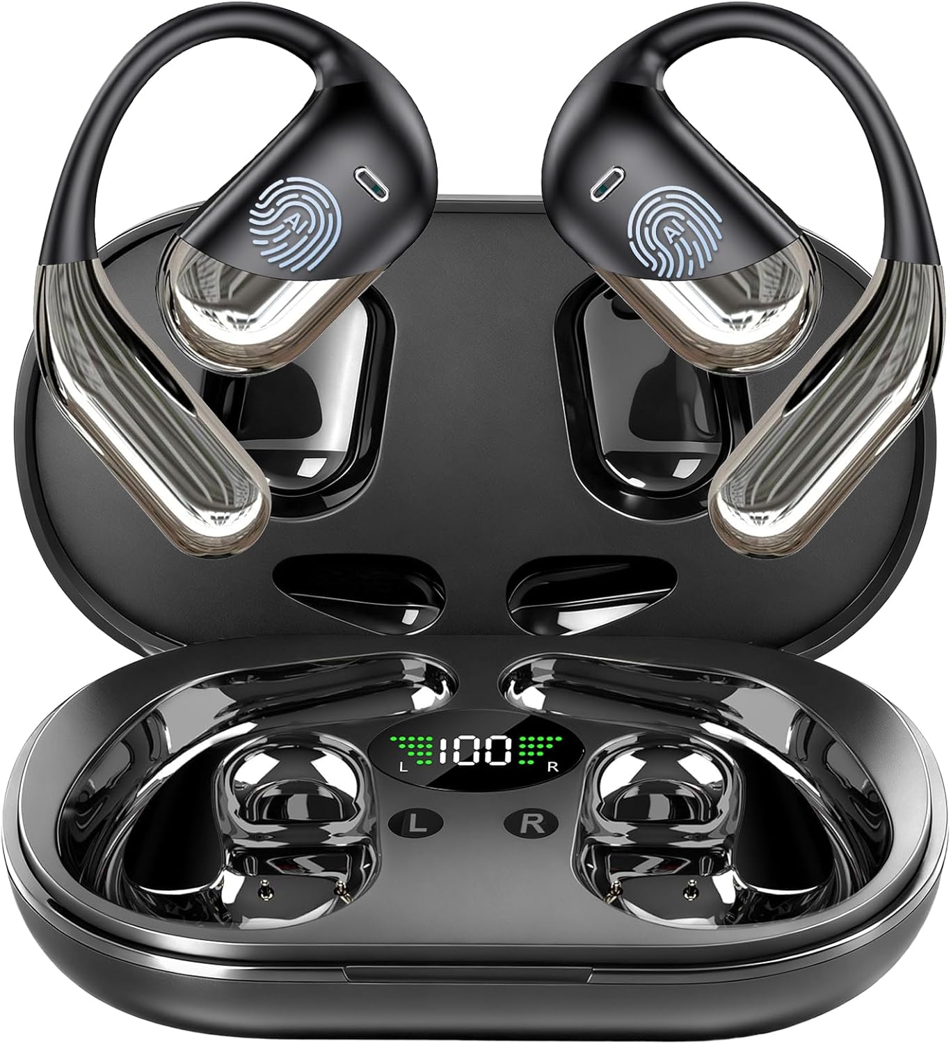 AI Open Ear Headphones Translation Earbuds, Real-Time 2-Way Language Translator Device...