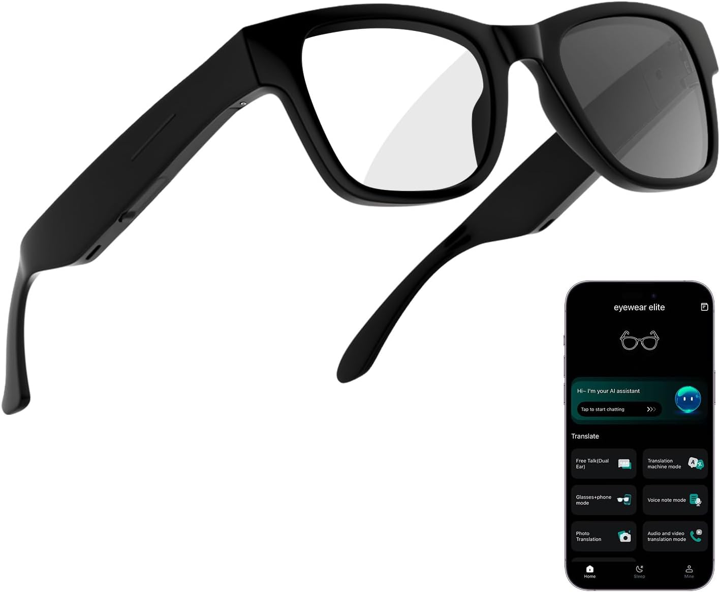 AI Smart Glasses with ChatGPT – Bluetooth, Real-Time Translation, Music & Hands-Free...