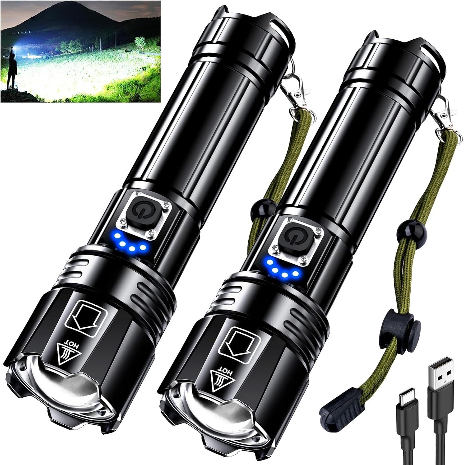 AKNEAR Rechargeable LED Flashlight High Lumens, Super Bright Flashlights with Zoomable & USB...