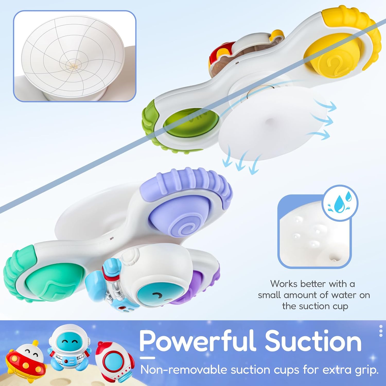 ALASOU 3PCS Pop Suction Cup Spinner Sensory Airplane Travel Toys for 1 Year Old Boy Girl... image