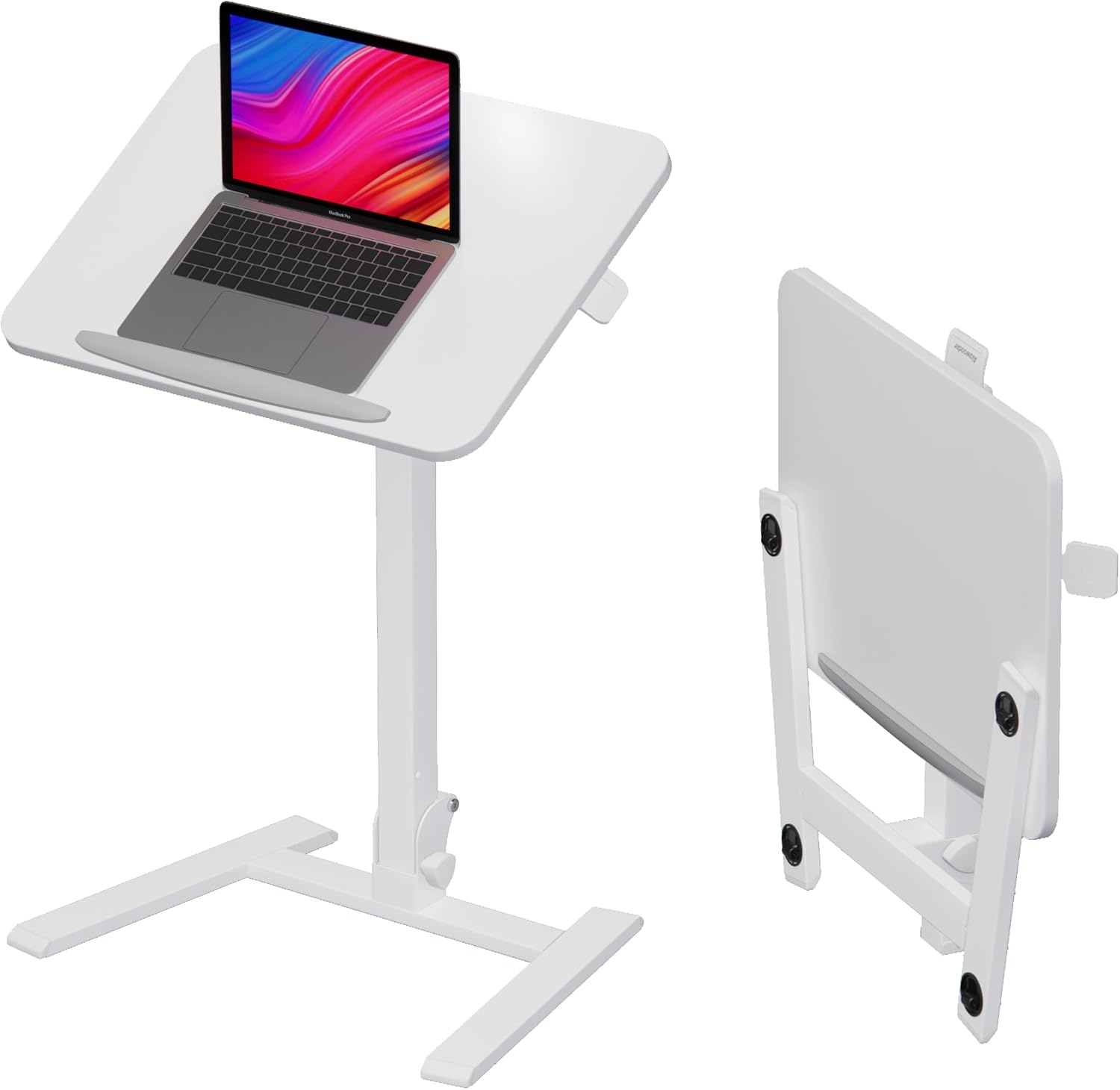 alawooder 25 Inch Mobile Folding Desk - No Assembly, Pneumatic Sit-Stand, 29-42" Height...
