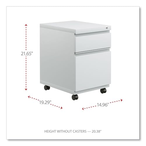 Alera ALE 2-Drawer Metal Pedestal Box File w/Full Length Pull, 14 7/8w x 19 1/8d, Light Gray image