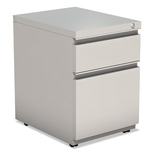 Alera ALE 2-Drawer Metal Pedestal Box File w/Full Length Pull, 14 7/8w x 19 1/8d, Light Gray image