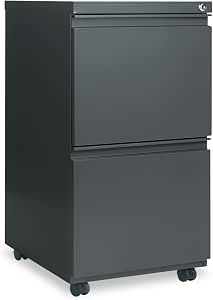 Alera PBFFCH Two-Drawer Metal Pedestal File w/Full-Length Pull, 14 7/8w x 19 1/8d, Charcoal