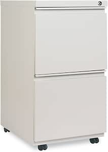 Alera PBFFLG Two-Drawer Metal Pedestal File with Full-Length Pull, 14 7/8w x 19 1/8d, Lt Gray