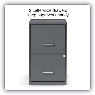 Alera Soho Vertical File Cabinet, 2 Drawers: File/File, Letter, Charcoal, 14" X 18" X 24.1"