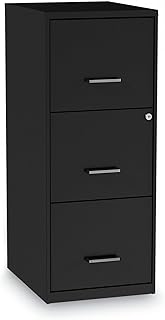 Alera Soho Vertical File Cabinet, 3 Drawers: File/File/File, Letter, Black, 14" X 18" X 34.9"