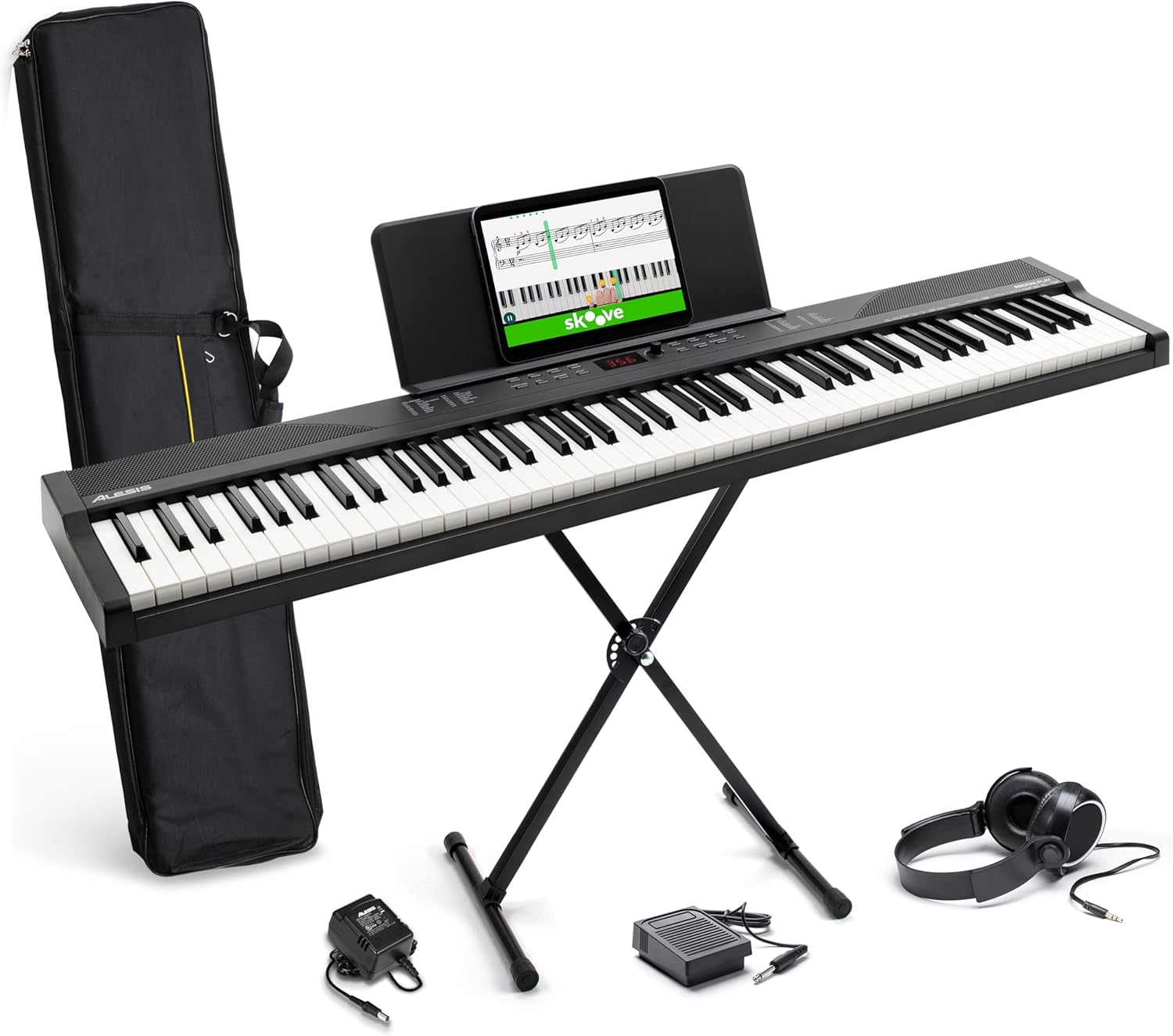 Alesis 88 Key Keyboard Piano with 480 Sounds, Speakers, USB MIDI, Carry-Bag, Stand...