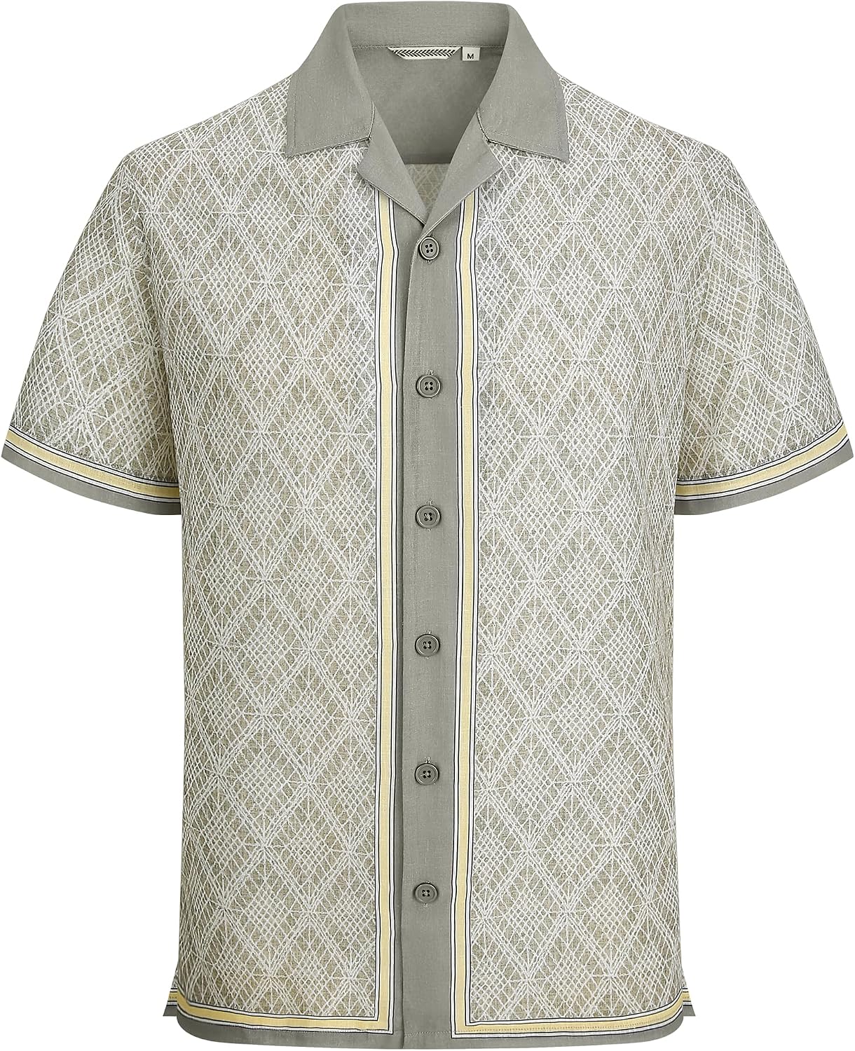 Alex Vando Men’s Linen Blend Short Sleeve Shirt Vintage Printed Beach Button Down Resort...