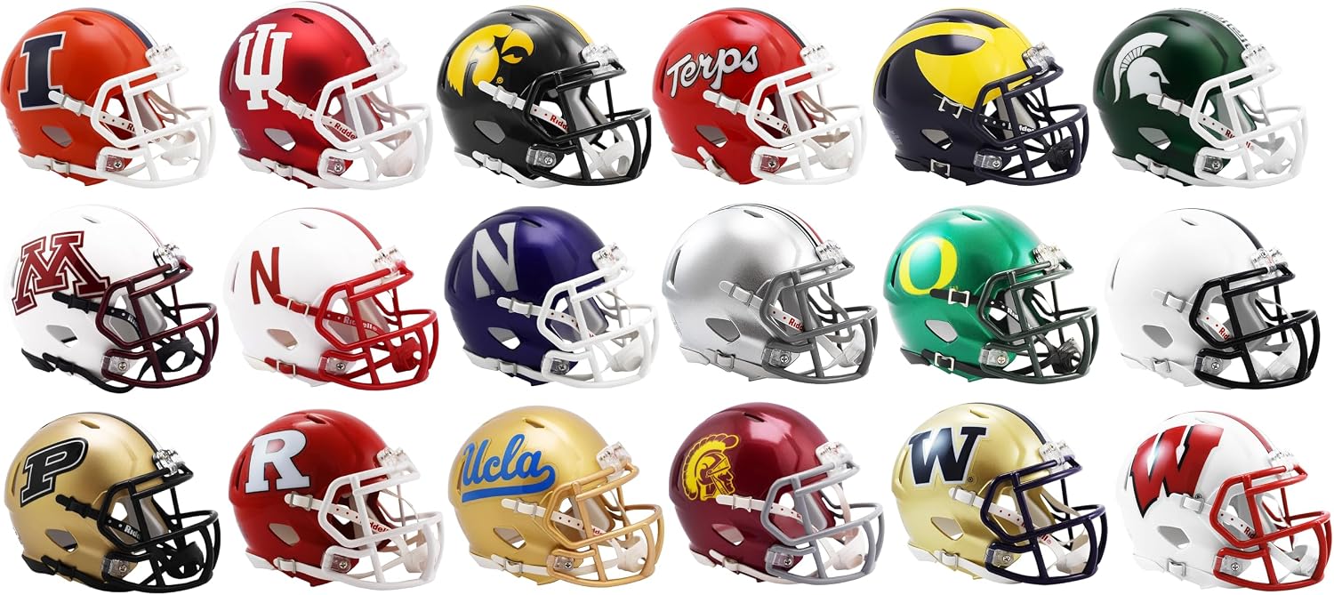 All 18 NCAA BIG TEN 10 Conference Current Riddell SPEED Revolution Mini Helmets - All New in...