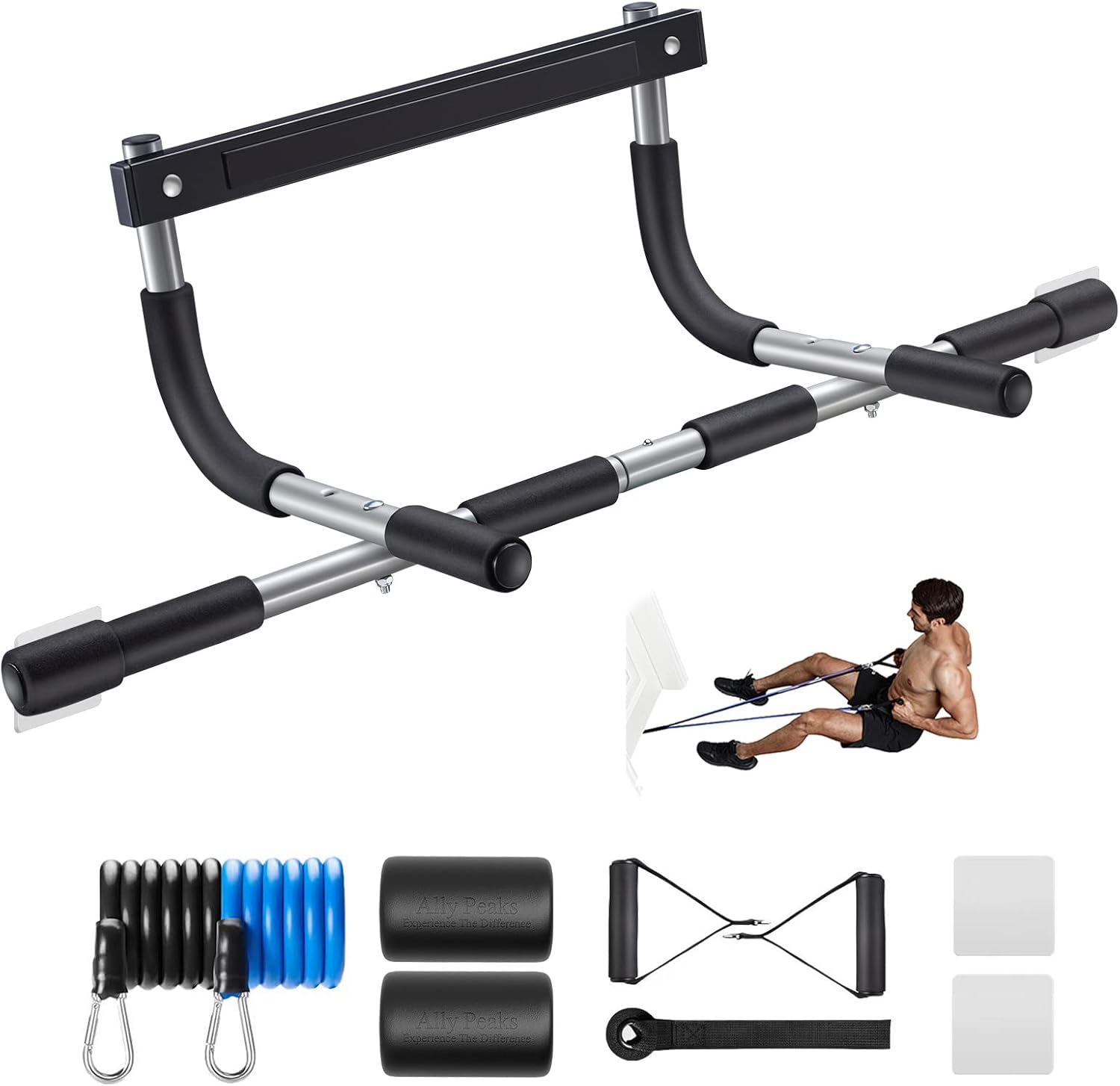 Ally Peaks Pull Up Bar for Doorway | Thickened Steel Max Limit 440 lbs Upper Body Fitness...
