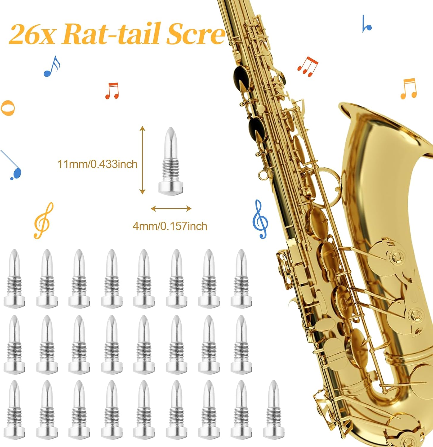 Alto Saxophone Repair Kit,118 Pcs Alto Saxophone Repair Parts Replacement Tools set,Woodwind... image