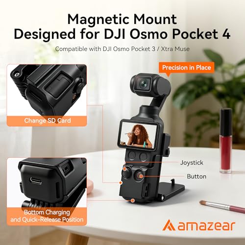 AMAZEAR Magnetic Mount Stand Compatible with DJI Osmo Pocket 4/3/Xtra Muse, Pocket4... image
