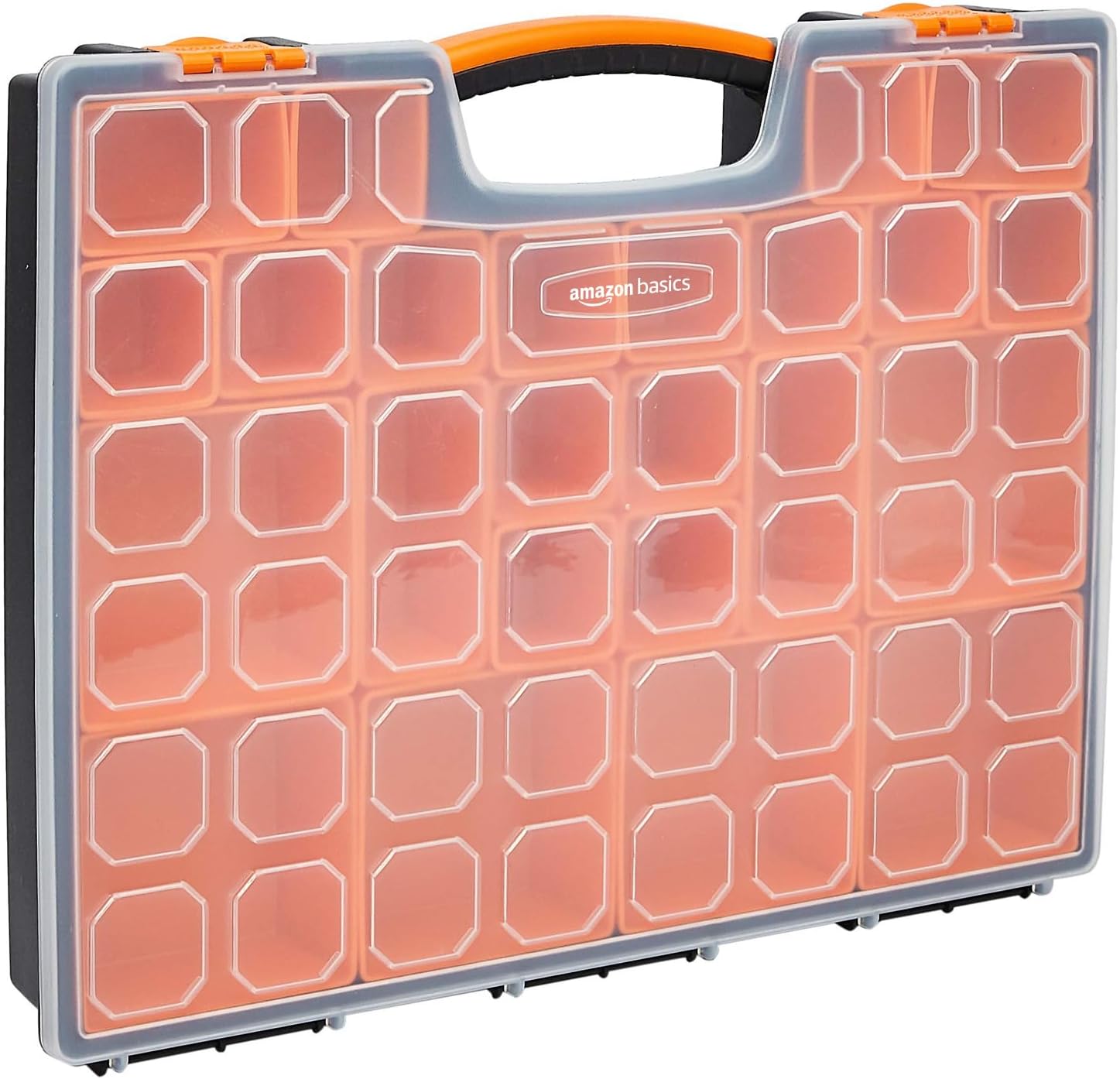 Amazon Basics 19-Removable Compartment Small Parts Organizer, Portable Hardware Storage Box...