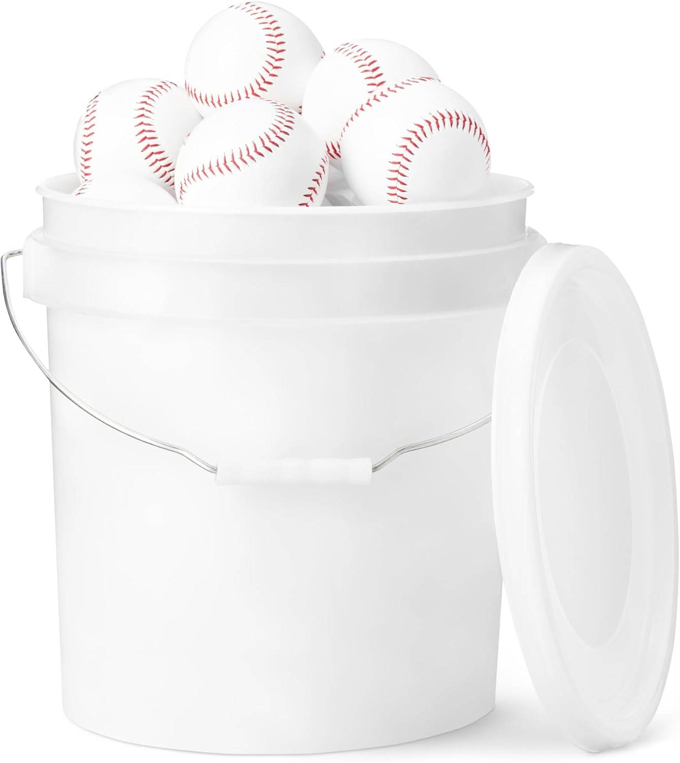 Amazon Basics Bucket of Practice Baseballs, 24 Count, Regulation Size 9-inch, Youth League