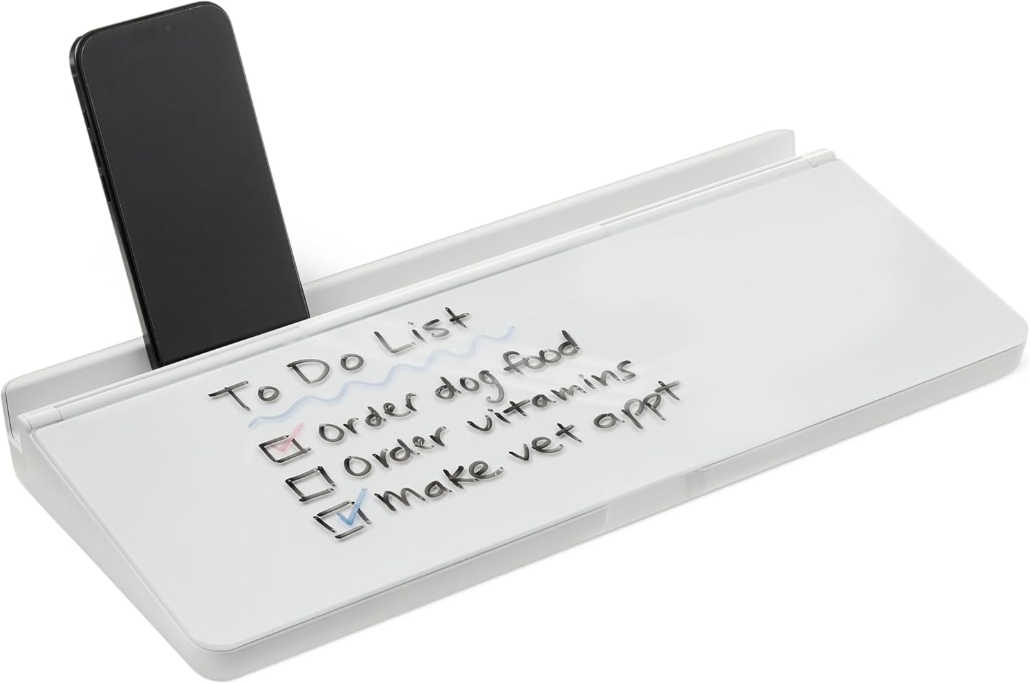 Amazon Basics Desktop Dry Erase Whiteboard with Organizer and Accessories, Tempered Glass...