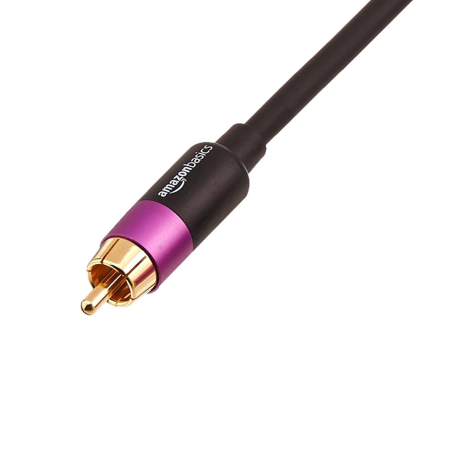 Amazon Basics Subwoofer RCA Audio Cable for Amplifiers, Active Speakers with Gold-Plated...