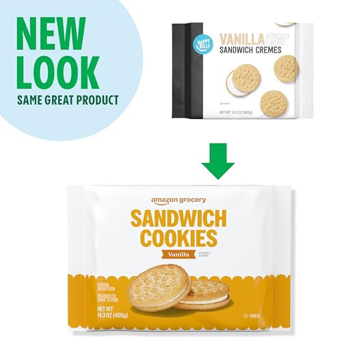 Amazon Grocery, Vanilla Sandwich Cookies, 14.3 Oz image