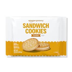 Amazon Grocery, Vanilla Sandwich Cookies, 14.3 Oz