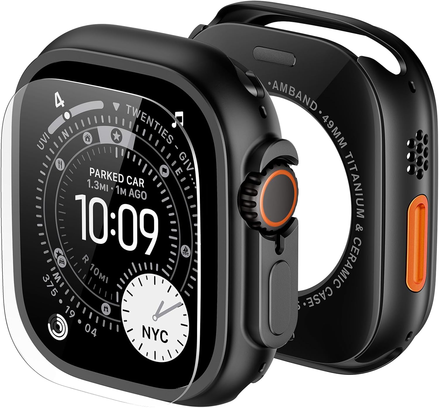 amBand Metal Case Screen Protector Cover for Apple Watch Ultra 3/Ultra 2/Ultra 49mm, W3...