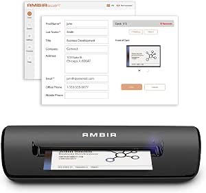 Ambir ImageScan Pro 667 Business Card Scanner with AmbirScan Business Card for Windows PC...