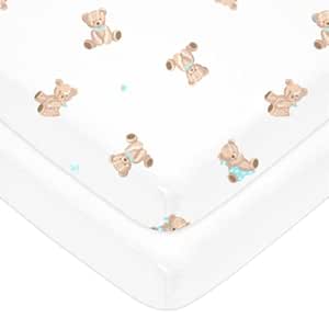 American Baby Company 2 Pack 100% Natural Cotton Fitted Pack and Play Sheets 39" x 27"... image