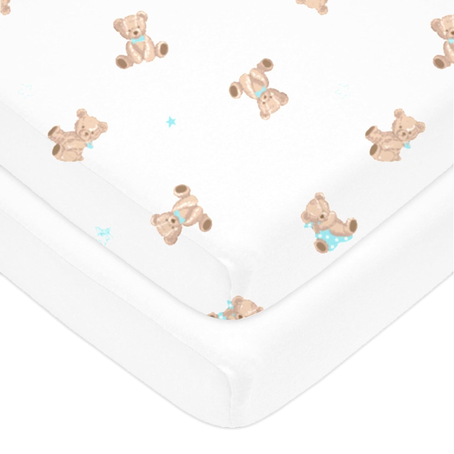 American Baby Company 2 Pack 100% Natural Cotton Fitted Pack and Play Sheets 39" x 27"...