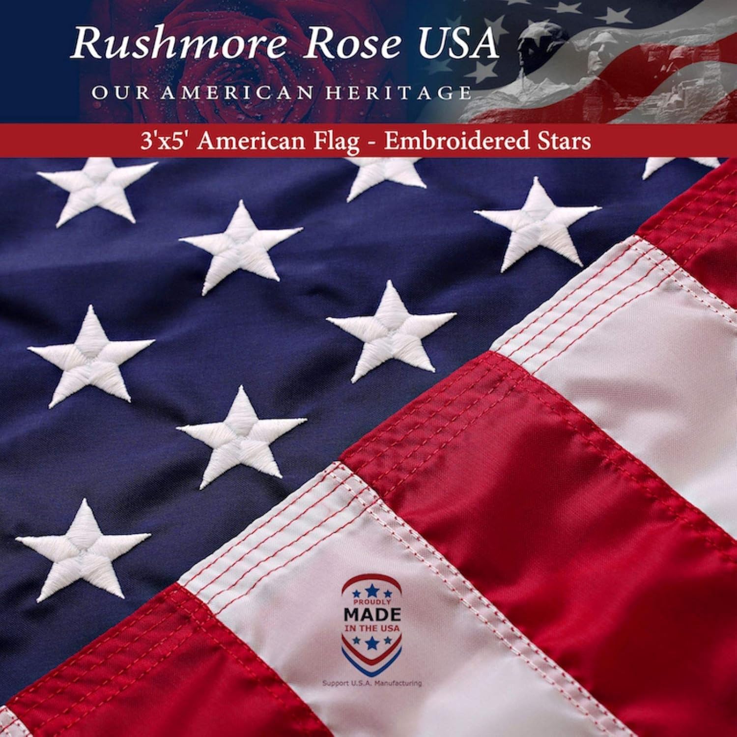American Flag Made in USA | American Flags for Outside 3X5 | Premium US Flag 3X5 Heavy Duty...