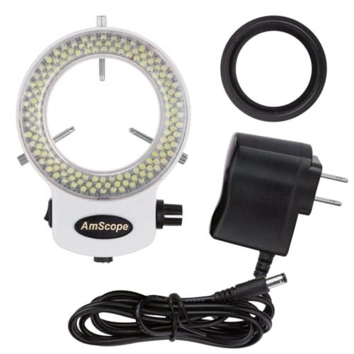 AmScope LED-144W-ZK White Adjustable 144 LED Ring Light Illuminator for Stereo Microscope &...