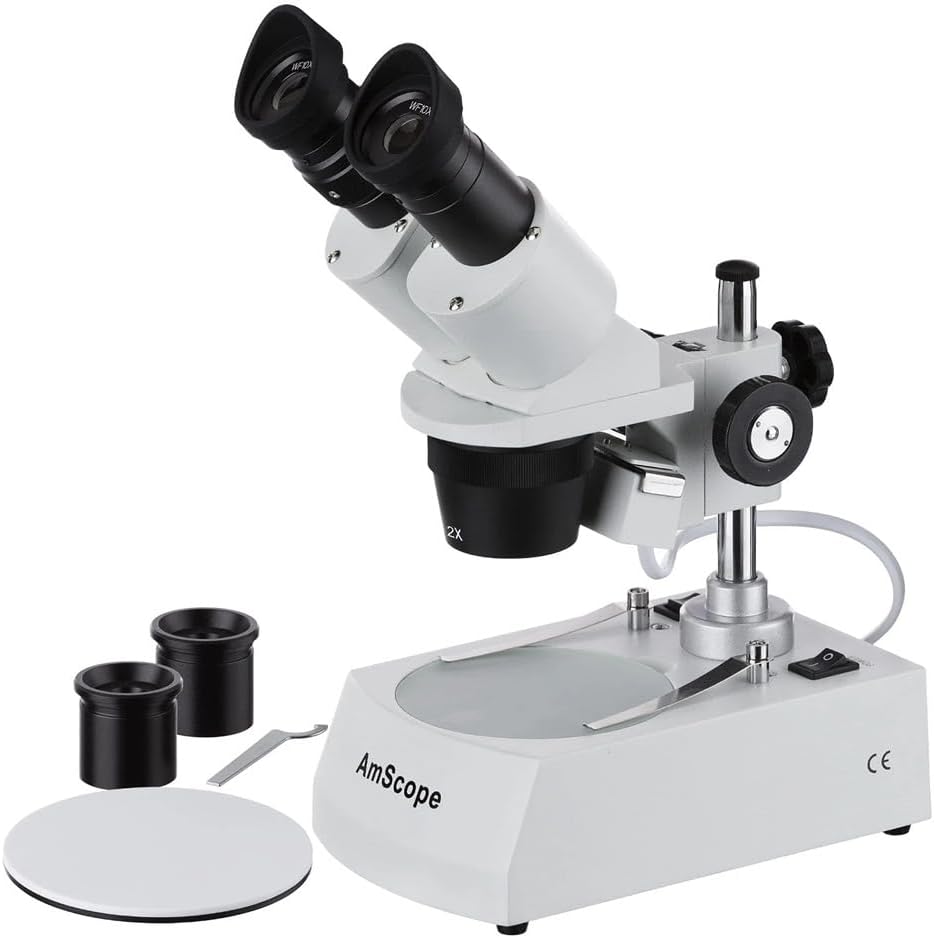 AmScope SE306R-PZ Forward Binocular Stereo Microscope, WF10x and WF20x Eyepieces, 10X-80X...