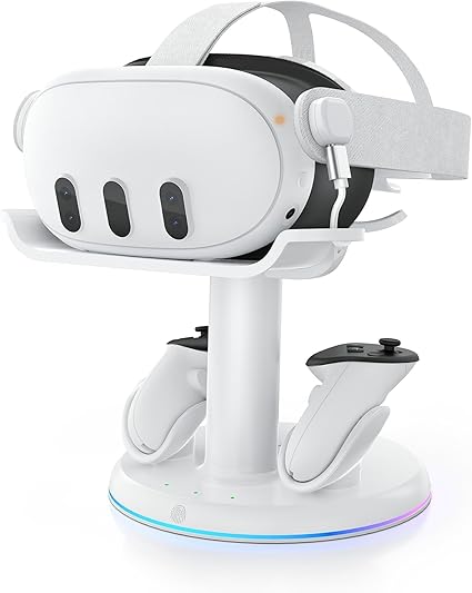 AMVR Magnetic Charging Dock Compatible with Meta Quest 3/3S, 30W Fast Charger VR Stand with...