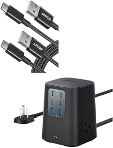 Anker Cable, [2-Pack, 6ft] Premium Nylon USB A to Type C Charger Cable Charging Station...